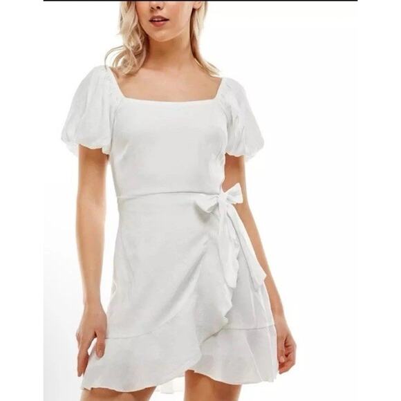 Trixxi Clothing Women Fit & Flare Short Dress Short Sleeve Ruffle Solid K803 NWT - Picture 10 of 15